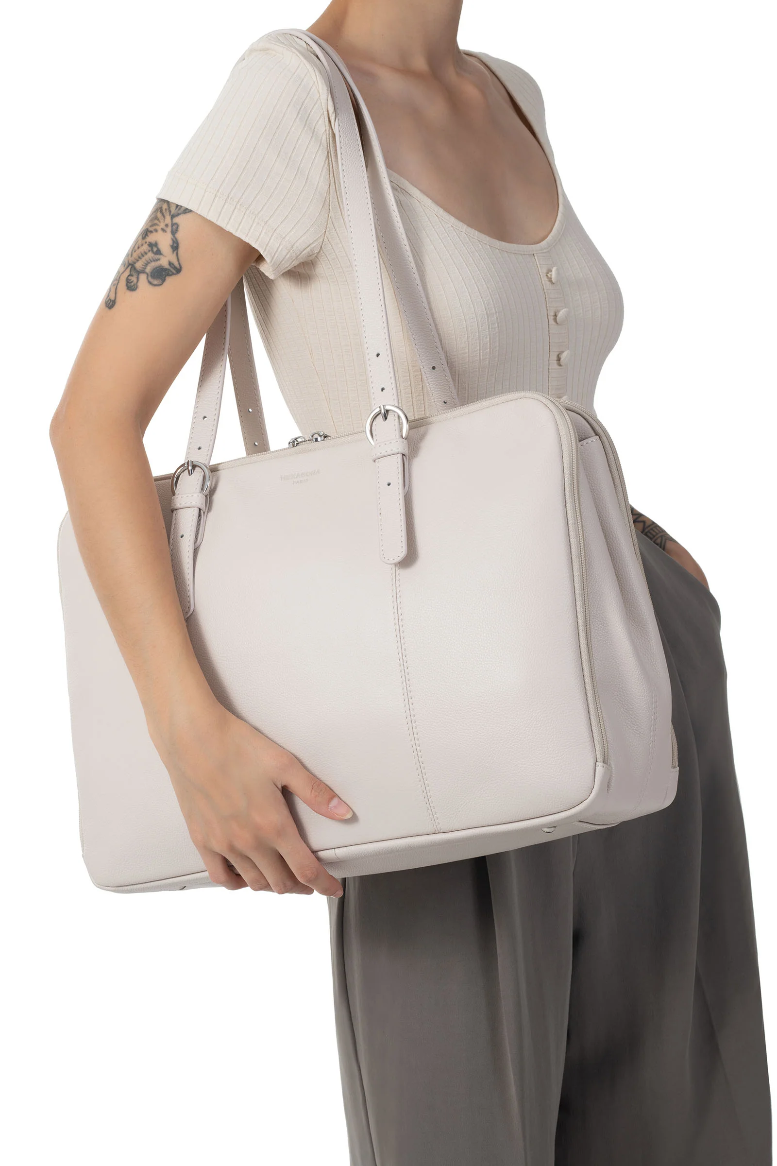 Sac porté épaule 2 anses - 15" & A4 - Cuir - Image 16