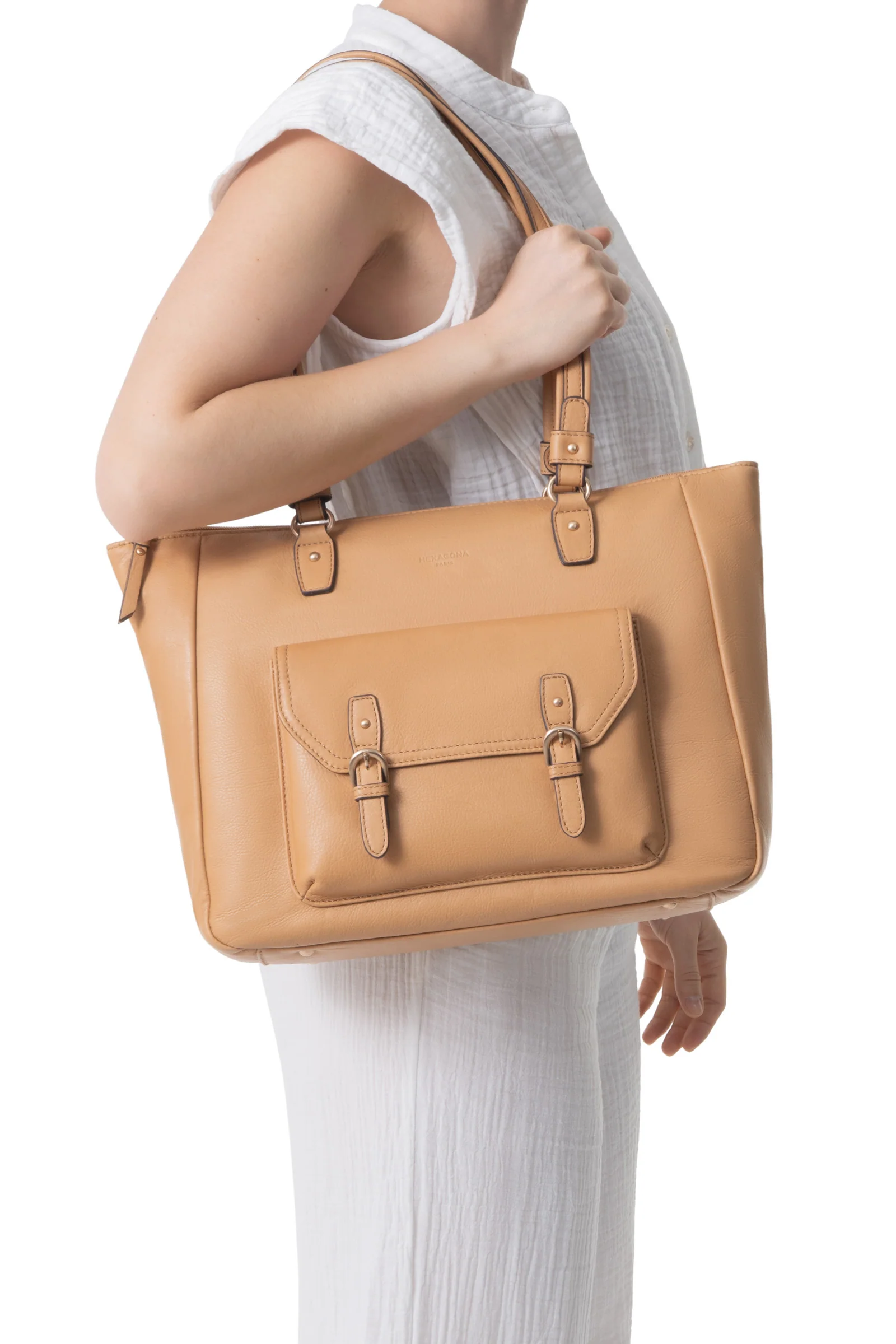 Sac porté épaule 2 anses - A4 - Cuir de vachette - Image 2